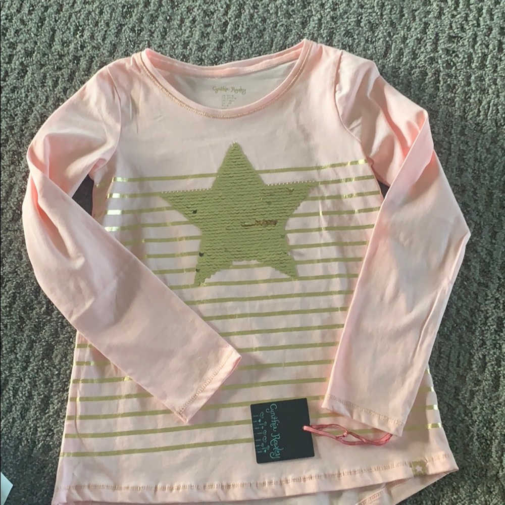 NWT Cynthia Rowley pink and gold sparkle top